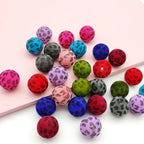 16mm Flocked Leopard Print Mix Beads (Bright Colors)-F24