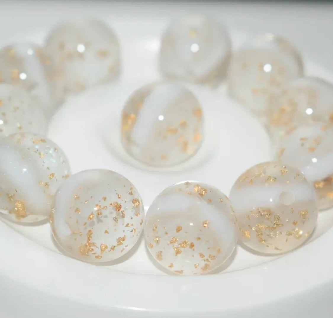 16mm Shimmer Gold Foil Beads (Mix and Single Colors)