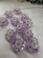 Crystal Cubes with Rhinestone and Flowers Beads