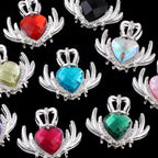 30mm Alloy Crown Rhinestone Hearts-U10