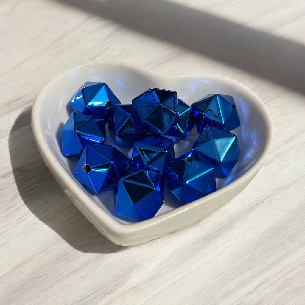 16mm Metalic Hexagon Beads Single Color
