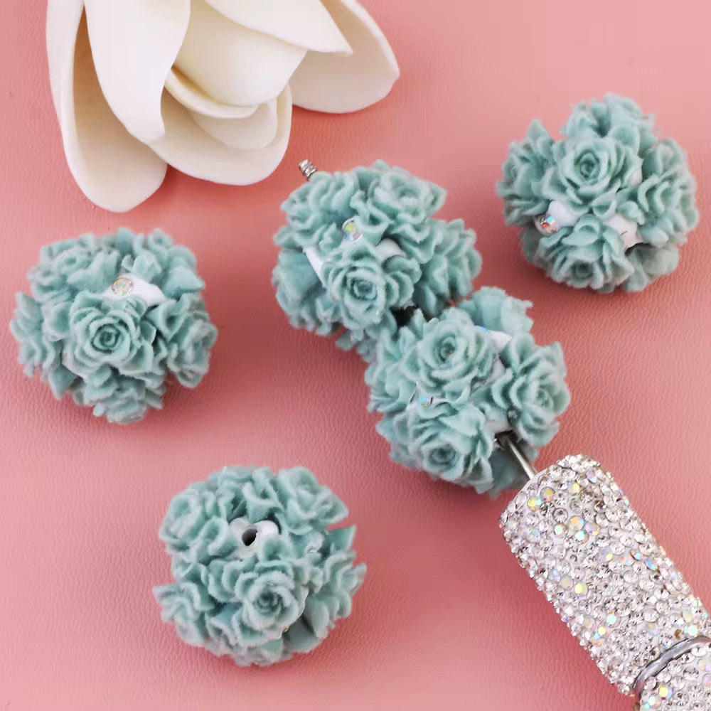 20mm Soft Fuzzy Roses Beads