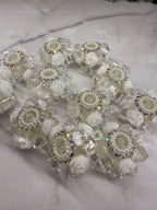Crystal Cubes with Rhinestone and Flowers Beads