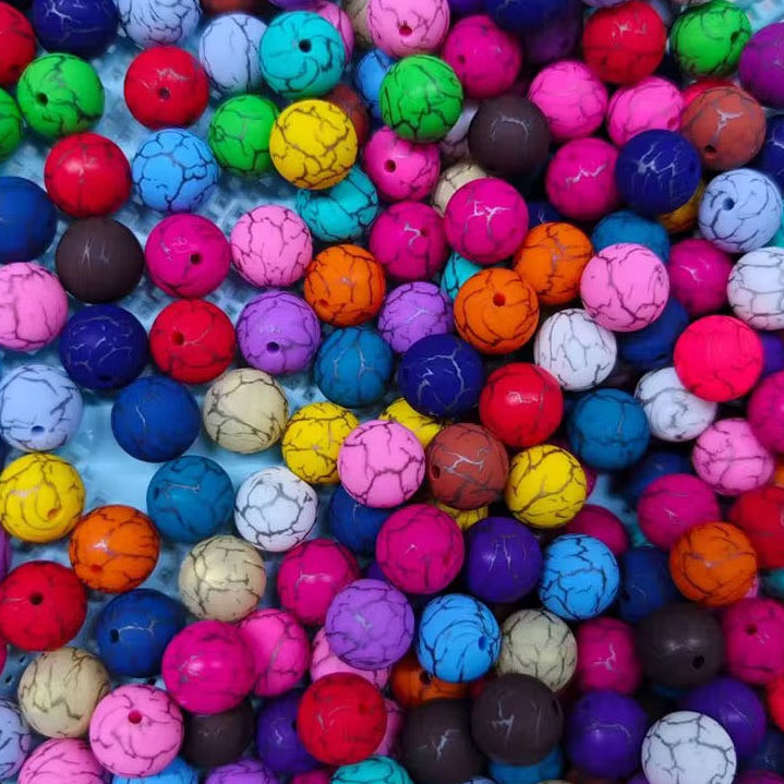 15mm Stone Printed Silicone Beads