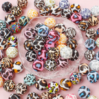 14mm Animal Print Silicone Beads-W12