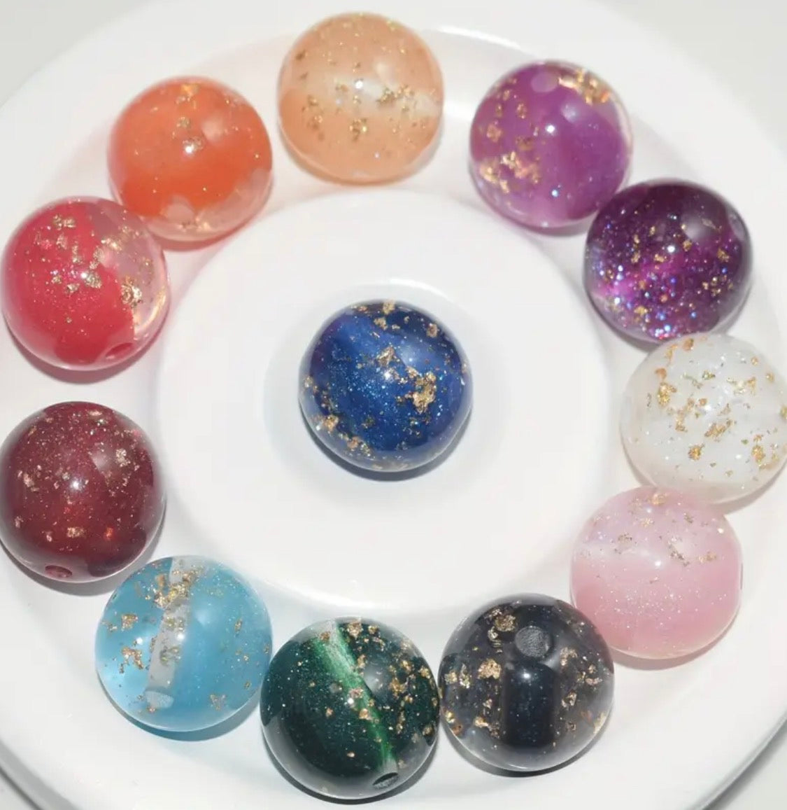 16mm Shimmer Gold Foil Beads (Mix and Single Colors)