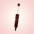 Beadable Clay Pen with Grainy Red Hearts & AB Rhinestones Valentine's Day Love Theme