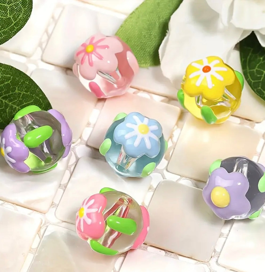 16mm Sakura Flower Handpainted Beads Mix-L4 Main image