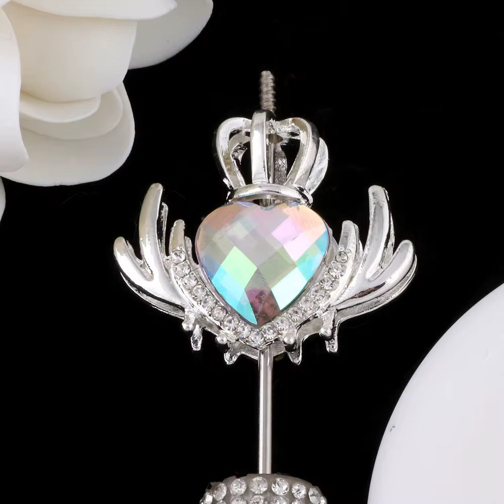 30mm Alloy Crown Rhinestone Hearts-U10 Secondary image