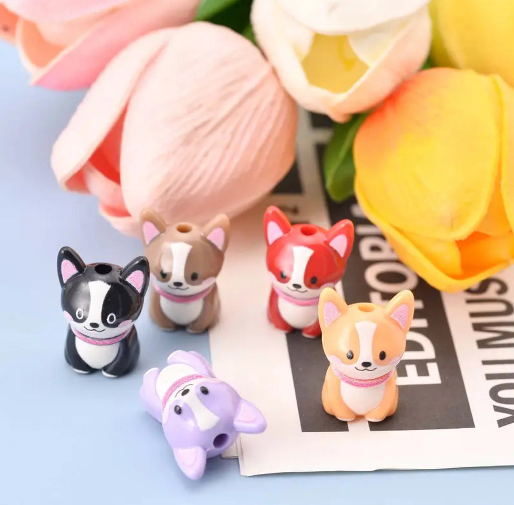 16mm Cute Corgi Dog Beads