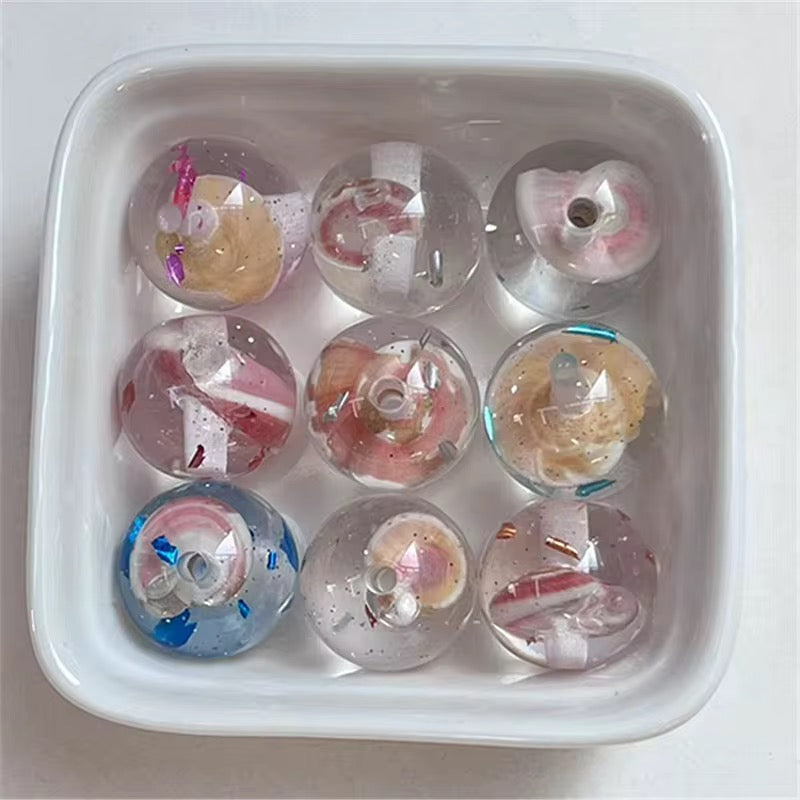16mm Clear Embedded with Seashells Luxury Beads-E23