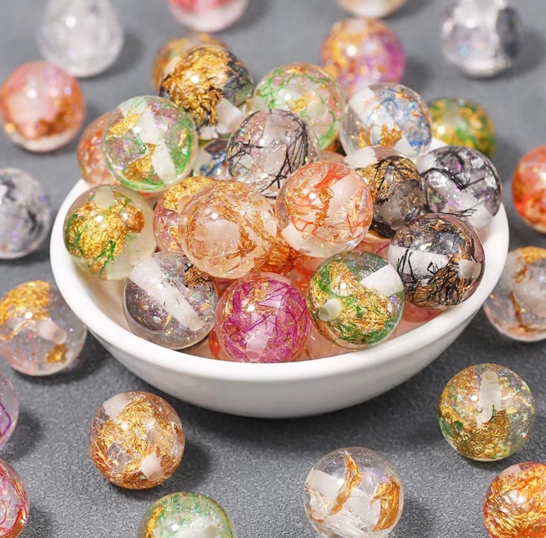 16mm Gold and Colored Foil Beads Mix-BB15 Main image
