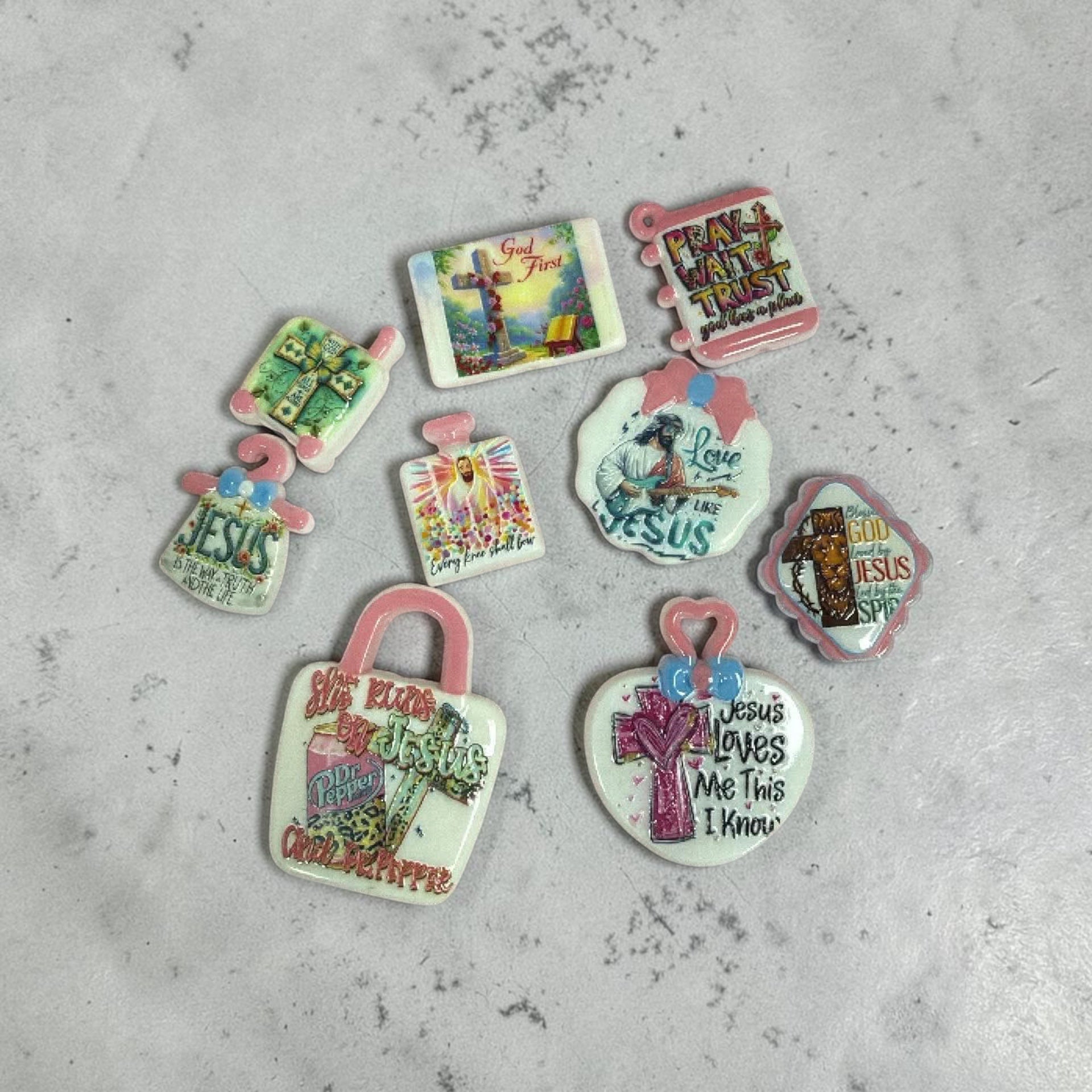 Religious Jesus Acrylic Shapes Beads-FF8