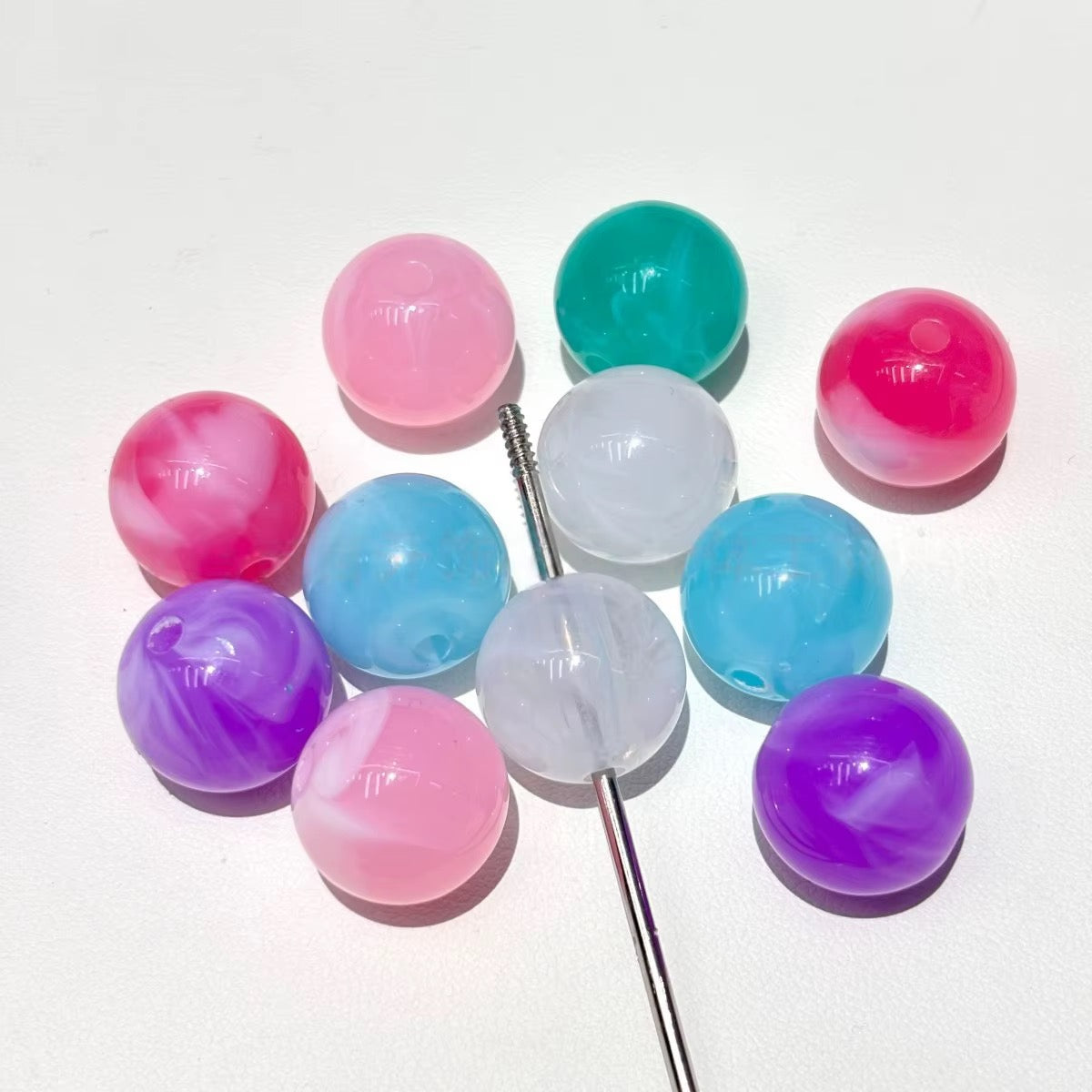 16mm Cute Colored Marbled Beads