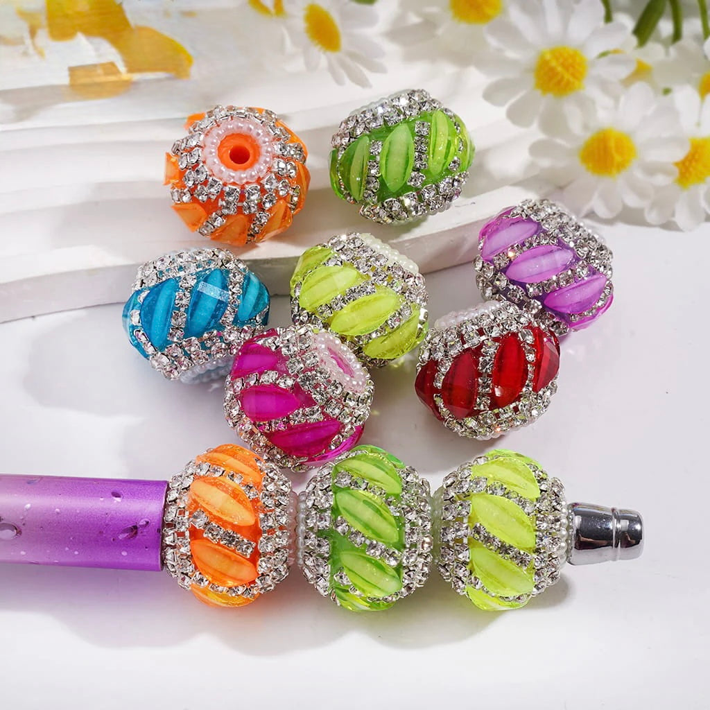 20mm Neon Brights Diagonal Rhinestone Beads (5pcs)