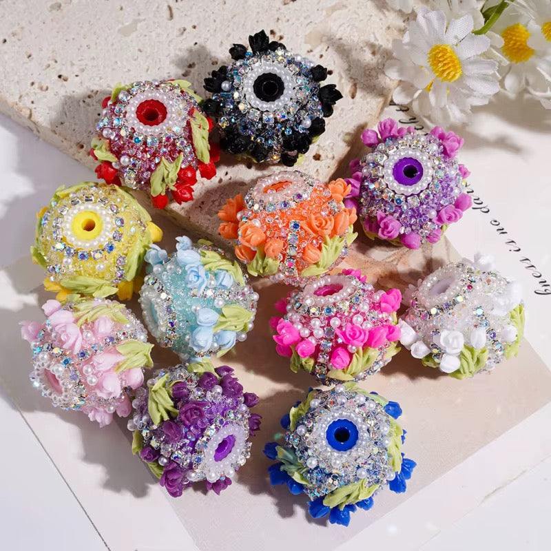 20mm  Tulip Flower Bouquet Fancy Beads (5pcs)