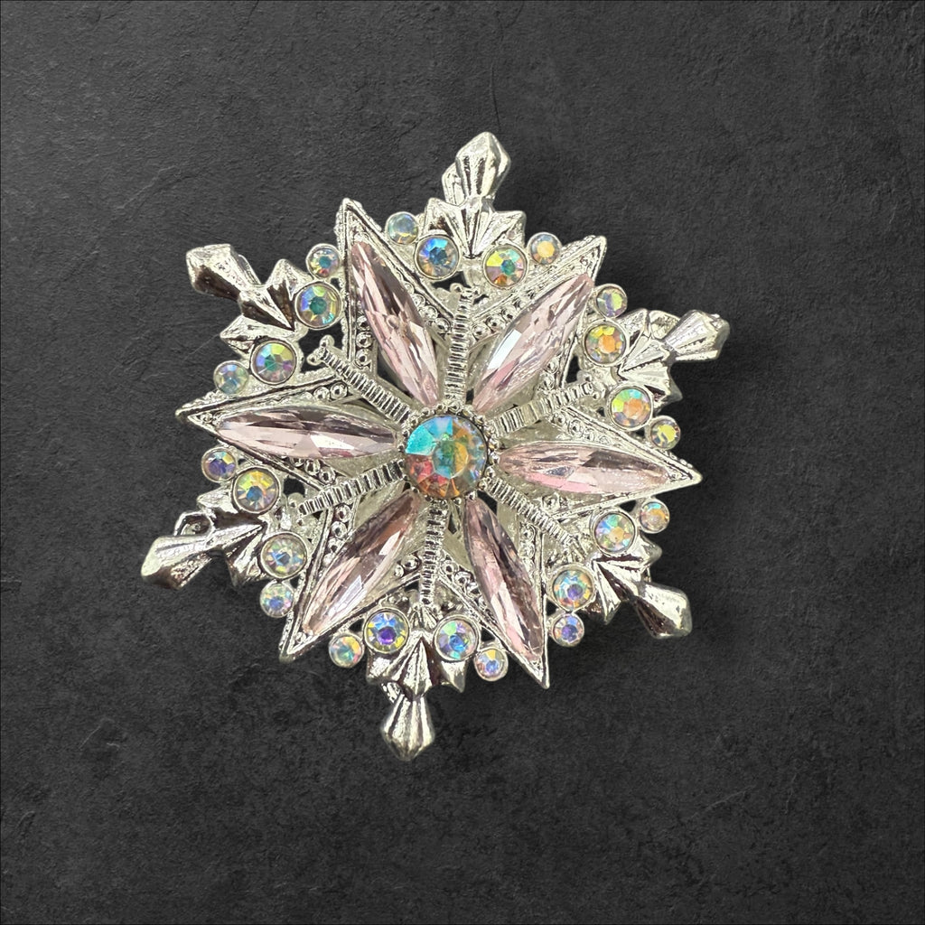 40mm Metal Alloy Snowflake Rhinestone Beads-T4