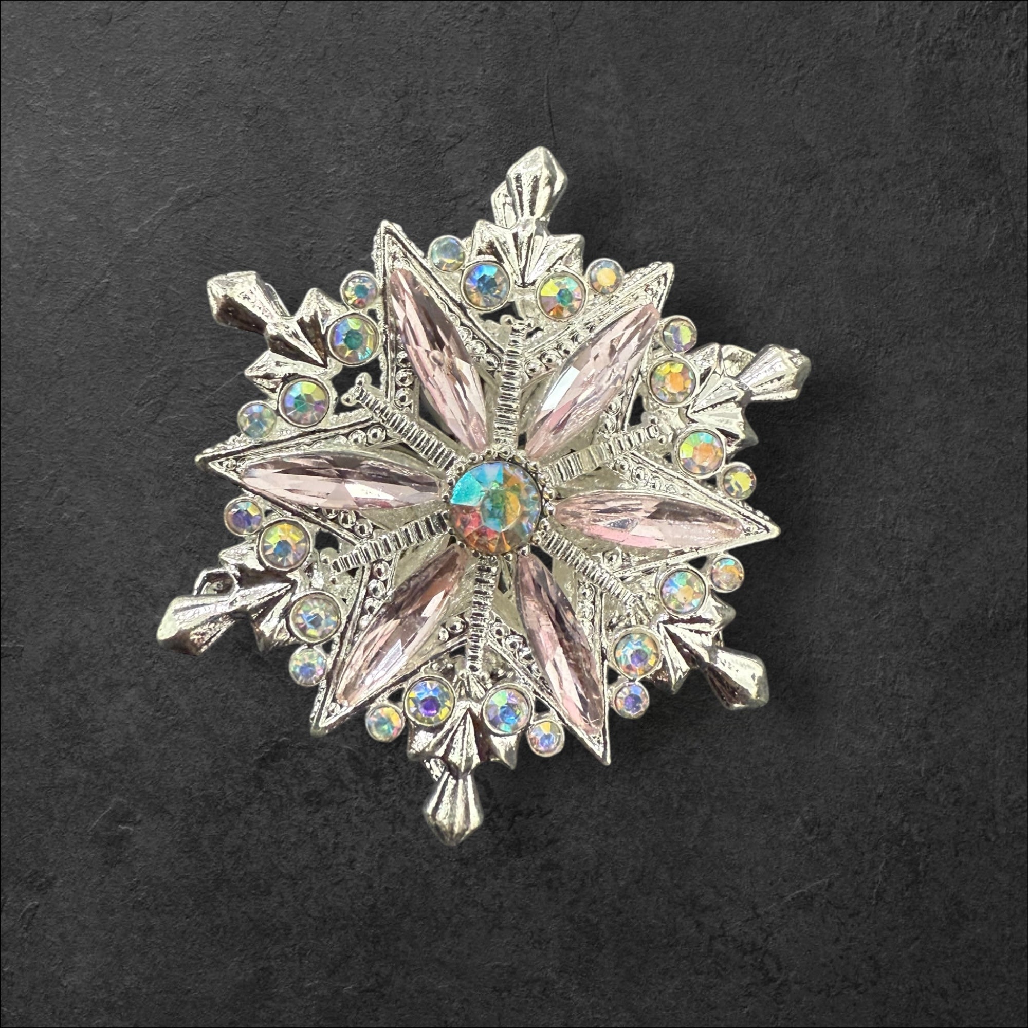 40mm Metal Alloy Snowflake Rhinestone Beads-T4