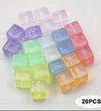 16mm Glitter Shimmer Cube Beads