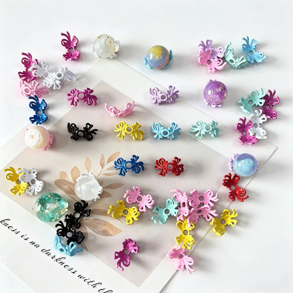 Colorful Metal Bow Bead Caps (10pcs)