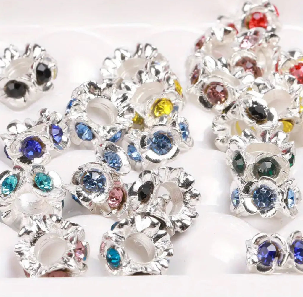 8mm Metal Rhinestone Flower Spacers