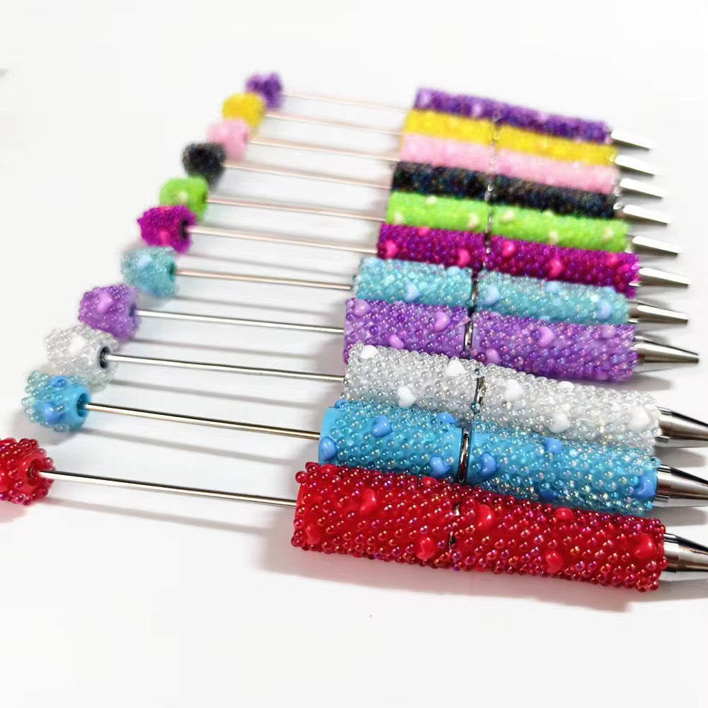 Love Heart Bubble Bright Beadable Pens
