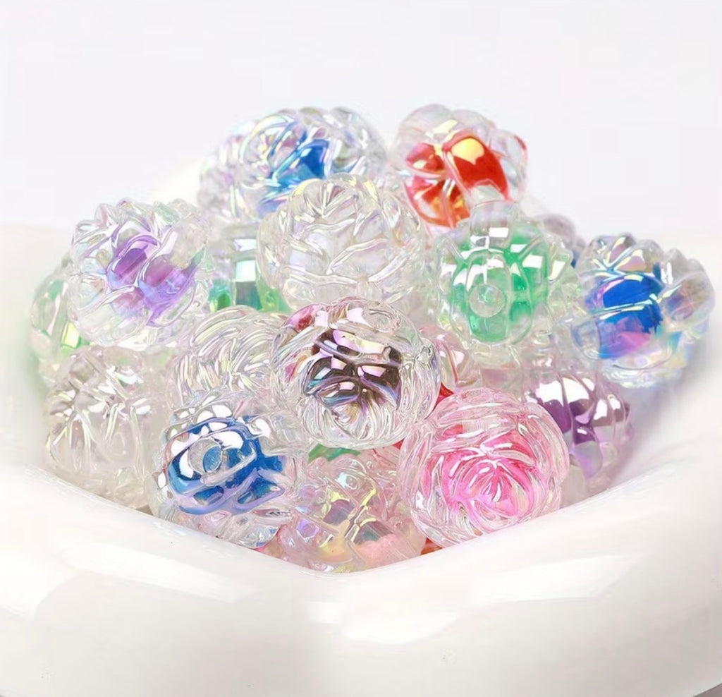16mm Rose Shaped AB Double Layered Rose Beads