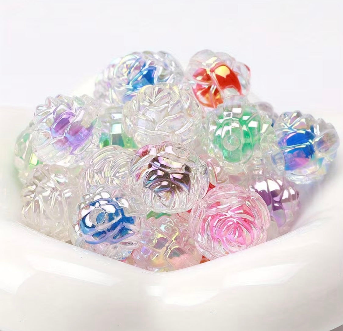 16mm Rose Shaped AB Double Layered Rose Beads