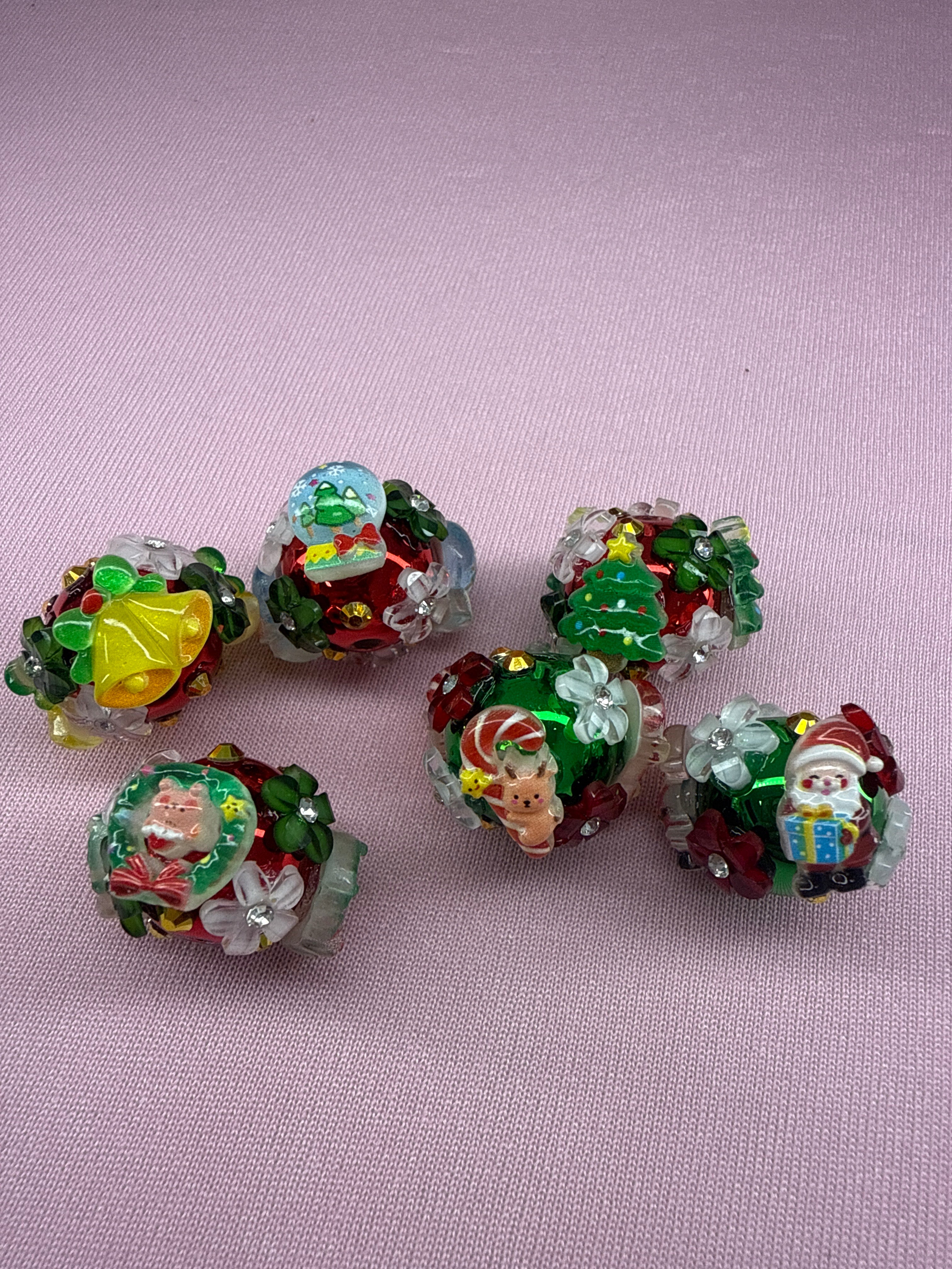 16mm Christmas Charms Fancy Beads (5pcs)-🎡