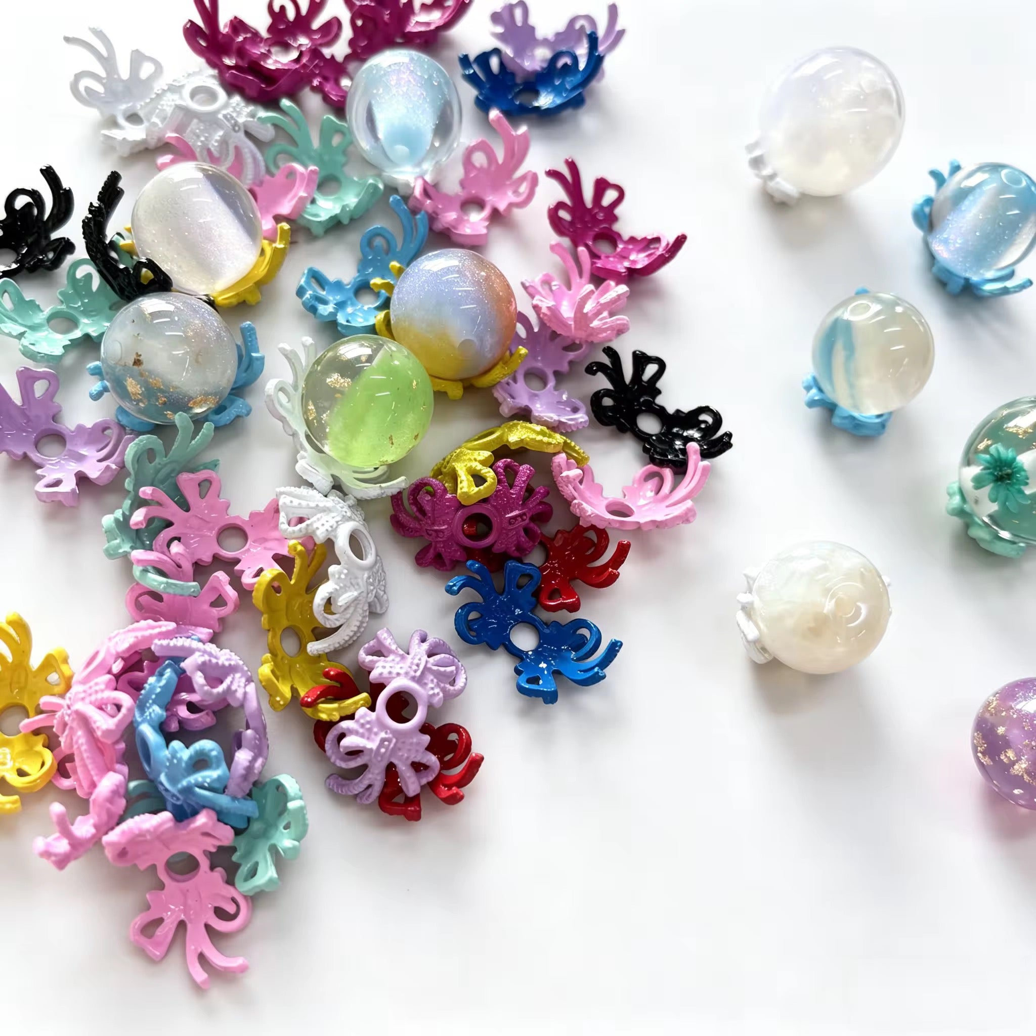 Colorful Metal Bow Bead Caps (10pcs)