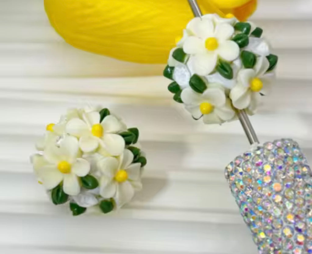 16mm Fancy Clay Daisy and Stone Beads-S6