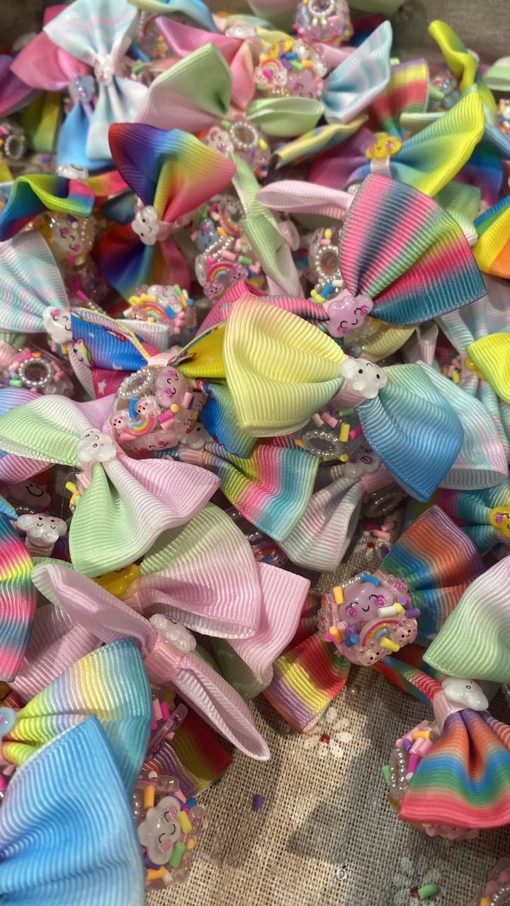 17mm Rainbow Confetti Bead  with Bow Mix (5pcs)-💕 Main image