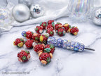 18mm  Red Rhinestone Christmas Fancy Beads (5pcs)