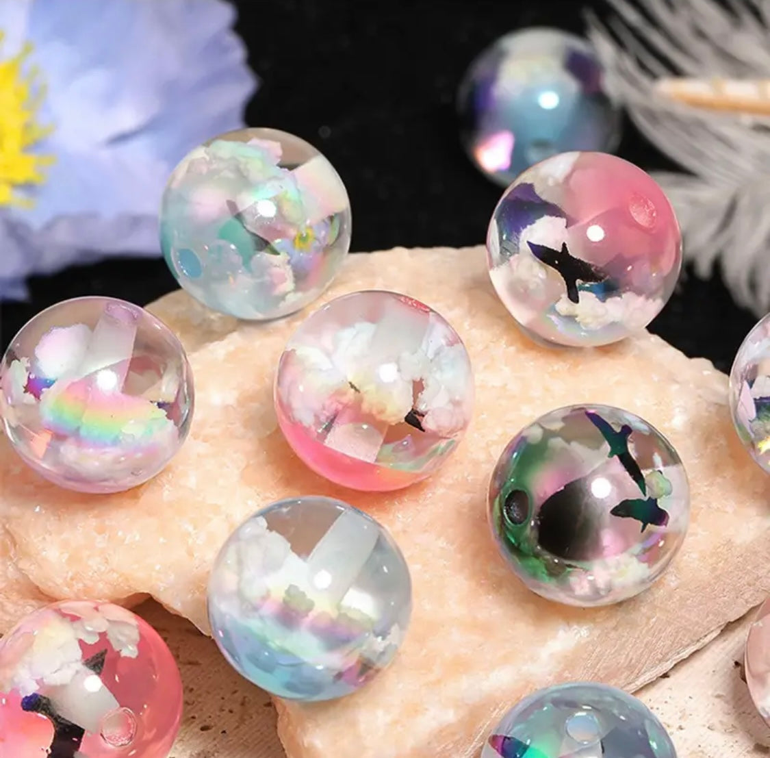 20mm Scenic Cloud and Bird Beads (5 pcs)-🦄 Secondary image