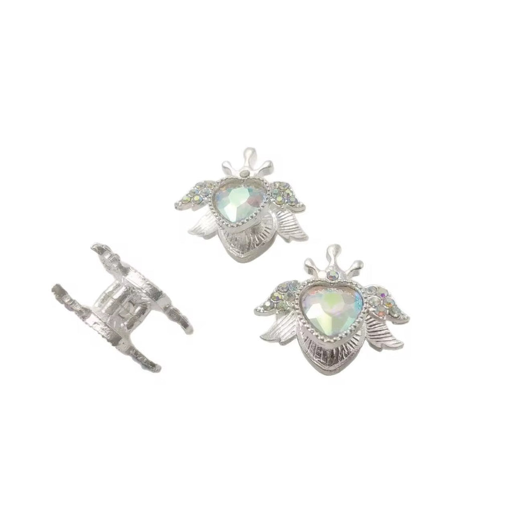 Rhinestone Alloy Crowned Heart with Wings