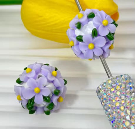 16mm Fancy Clay Daisy and Stone Beads-S6