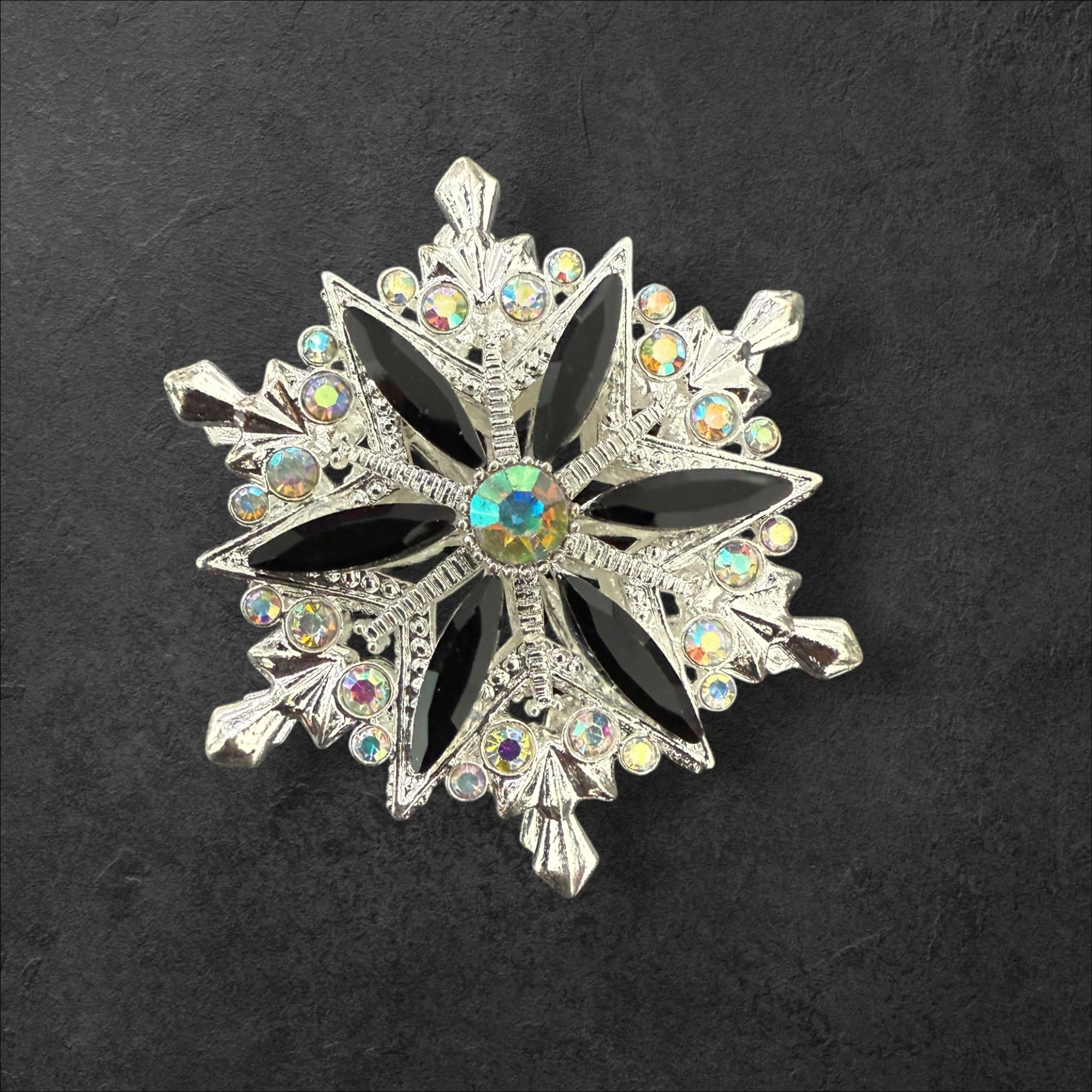 40mm Metal Alloy Snowflake Rhinestone Beads-T4