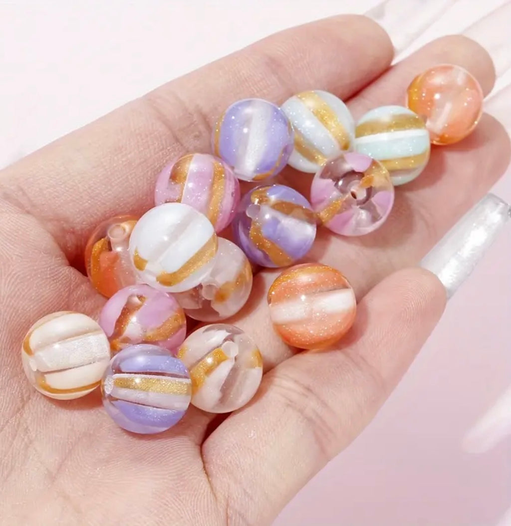 16mm Luxury Gold Striped Beads With UV Plating-S24