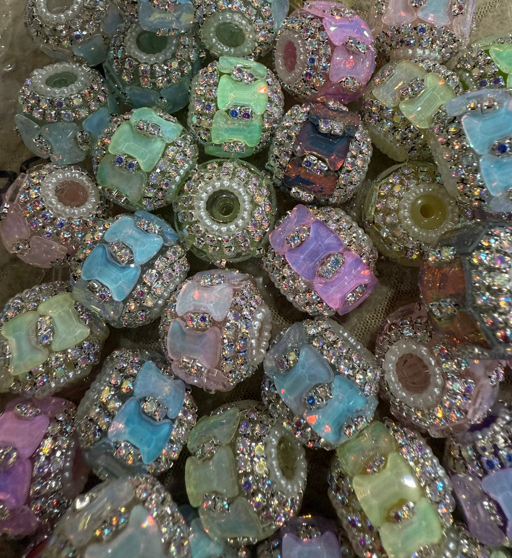 18mm Fancy Crystal and Rhinestone Beads (5pcs)