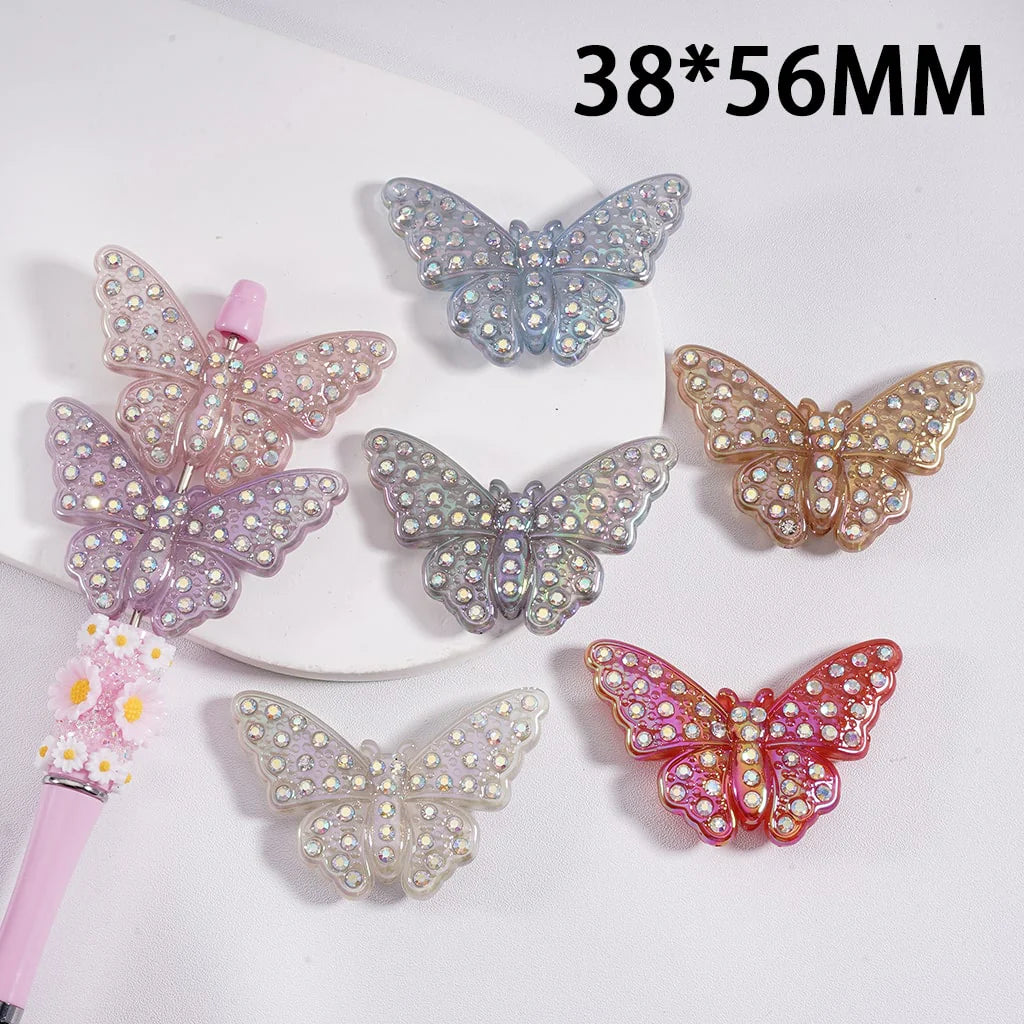 36mm Rhinestone UV Butterfly Bead