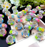 16mm Rhinestone Multicolor Flower Fancy Beads (5pcs)