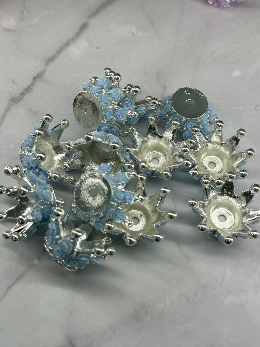 Rose Metal Alloy Crown Beads