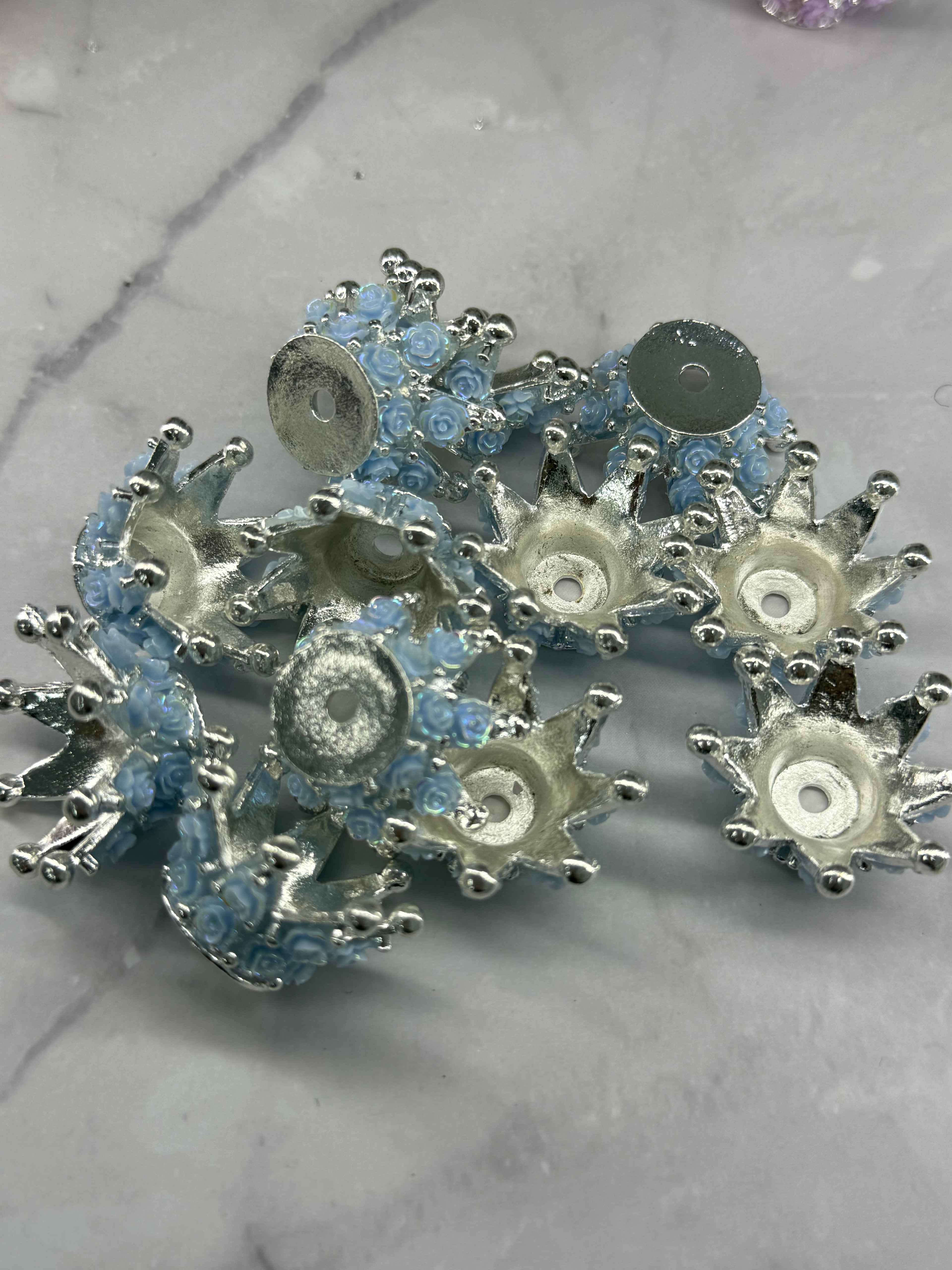 Rose Metal Alloy Crown Beads