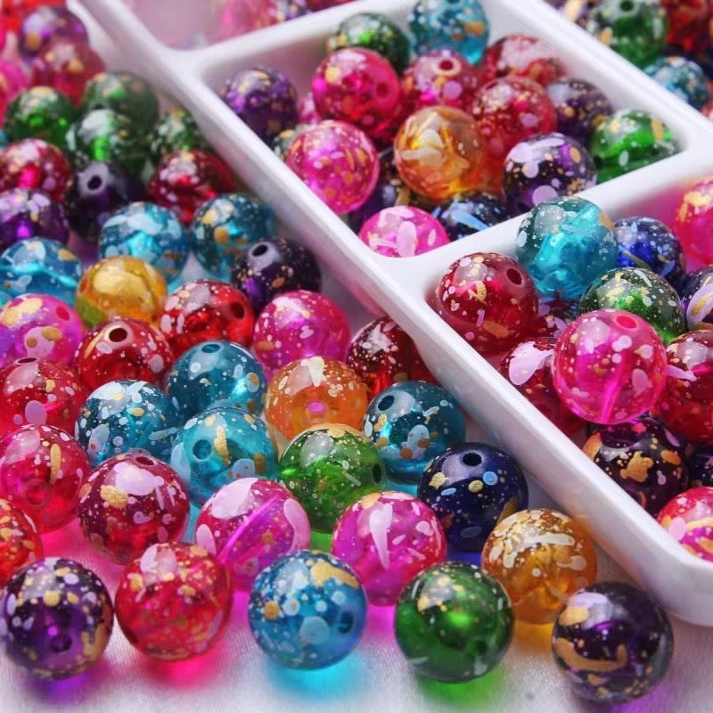 8mm Transparent Colored Paint Spatter Beads Main image