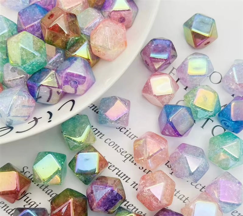 16mm Polygonal Cracked AB Bicolored Beads-B10