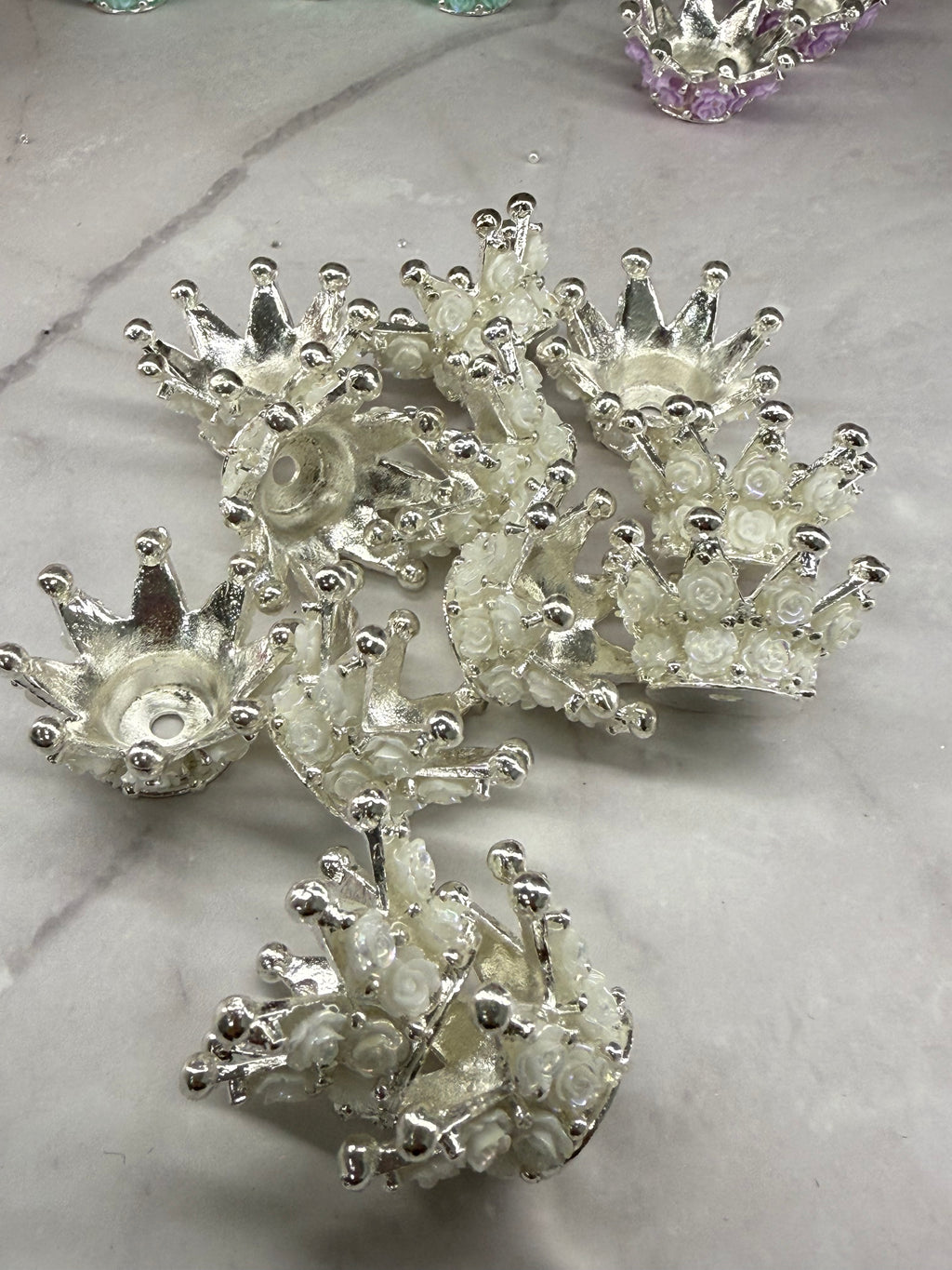 Rose Metal Alloy Crown Beads