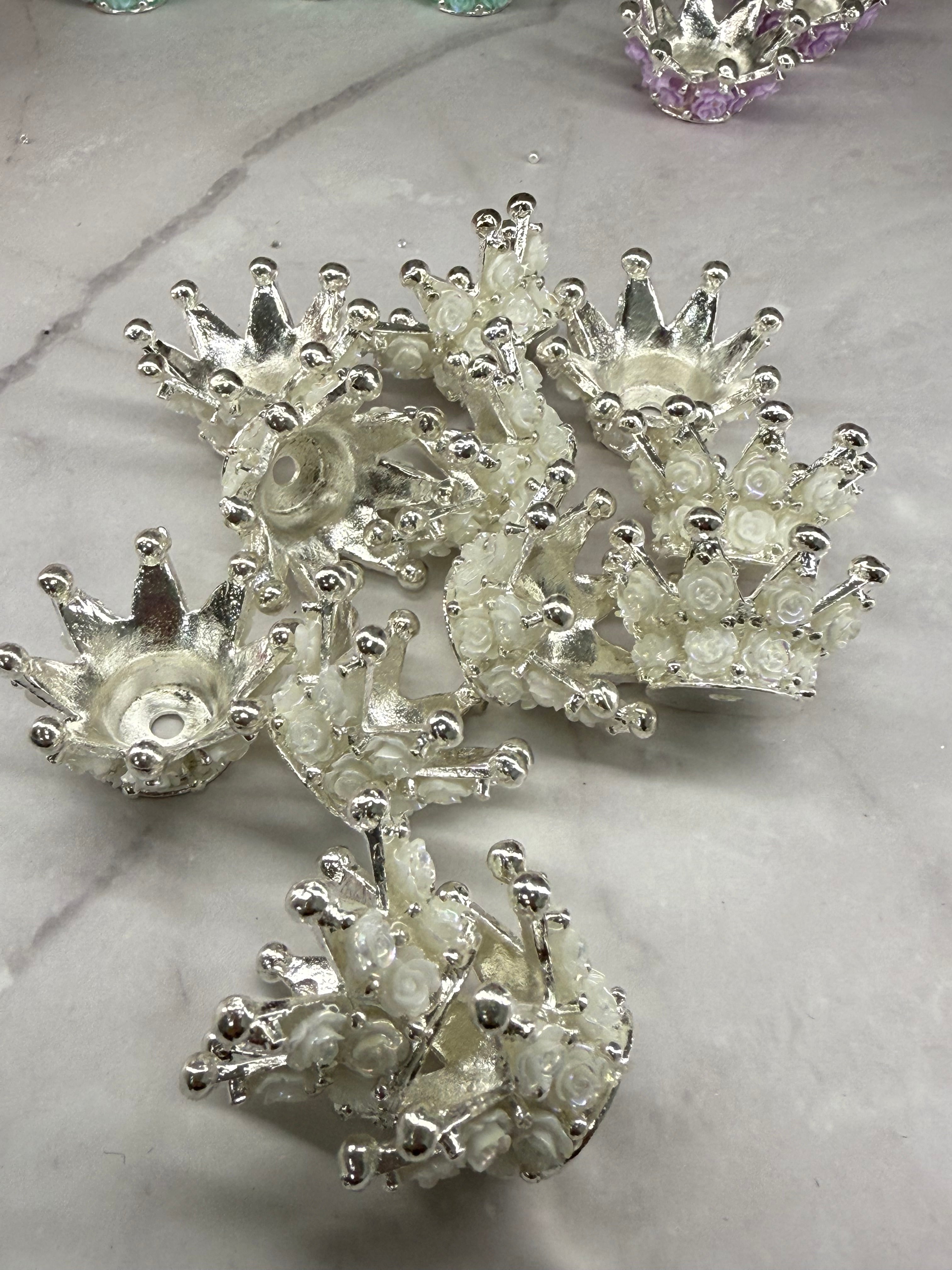 Rose Metal Alloy Crown Beads
