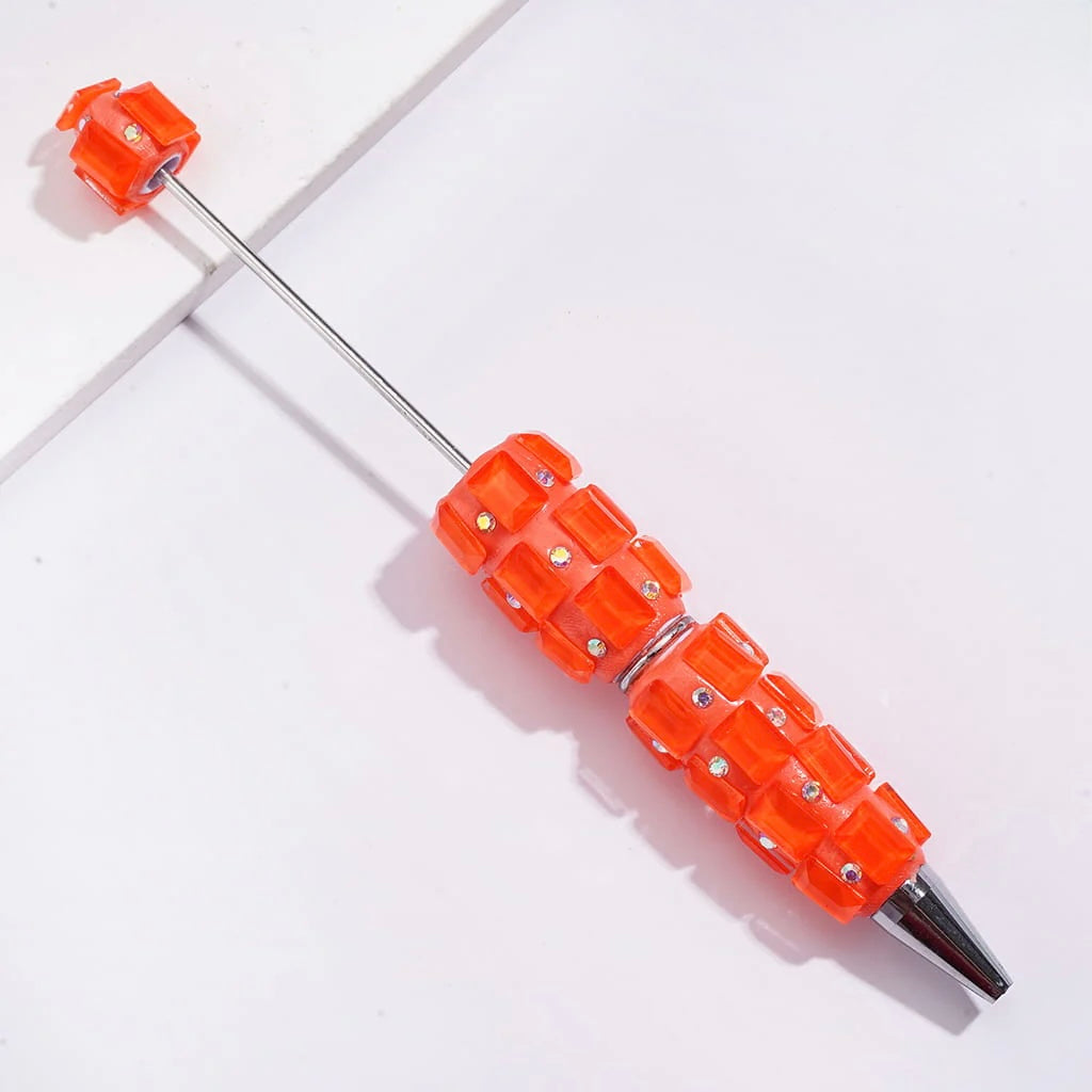 Beadable Clay Pens with Neon Colors Rectangle and AB Rhinestones