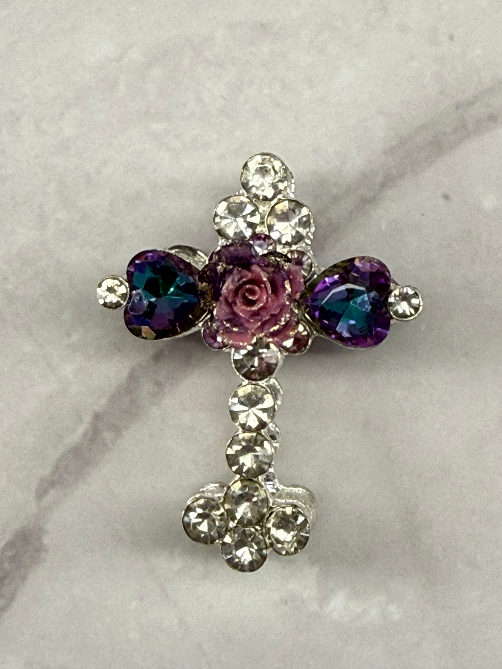 Metal Alloy Cross Rhinestone Beads
