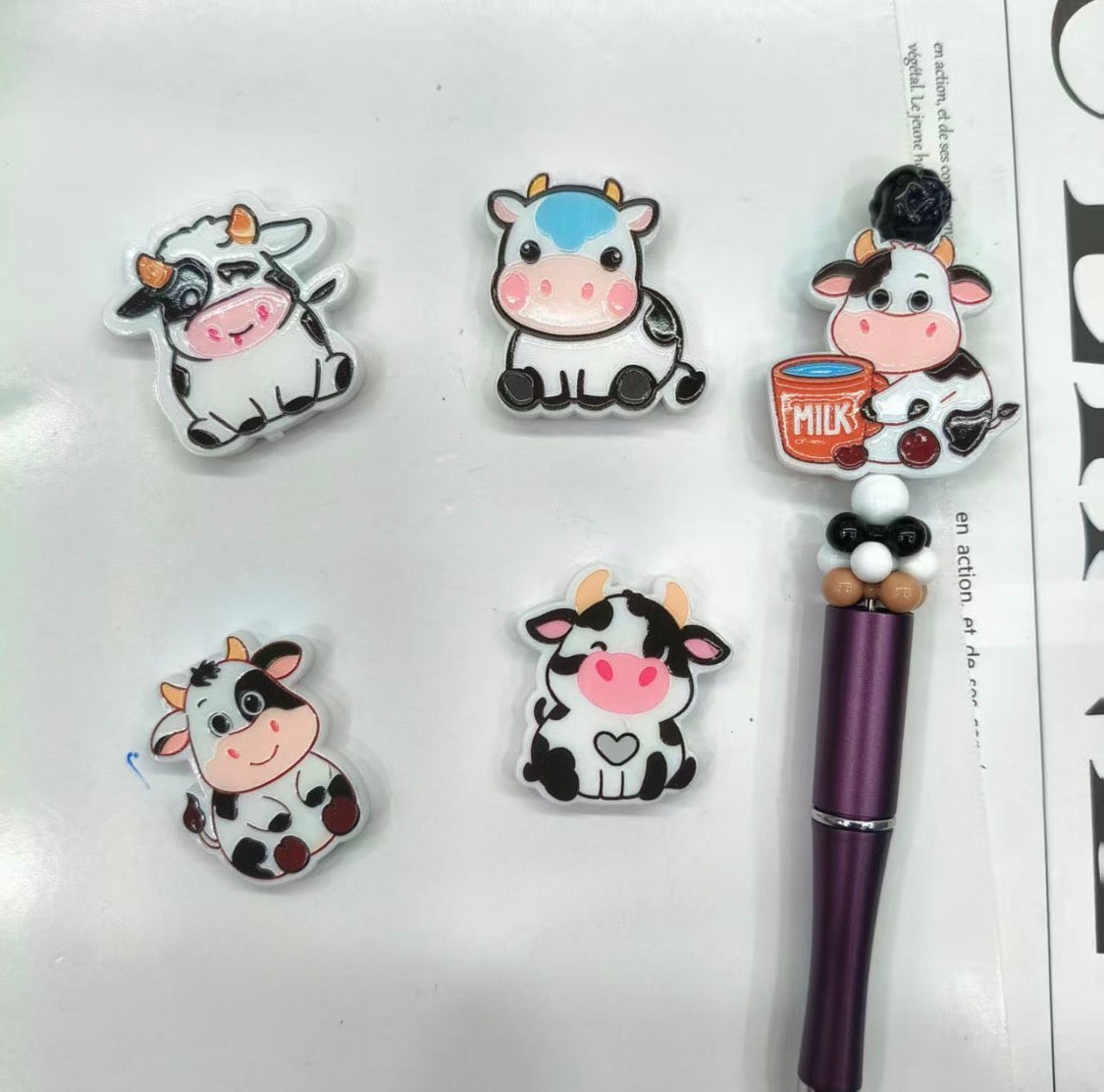Cute Cow Acrylic Large Focal Beads Mix-💕 Main image